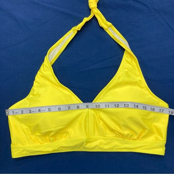 Swim Bikini SZ 2XL Yellow Padded Cups Halter Top New Without Tags Lined Ruched - Picture 9 of 13